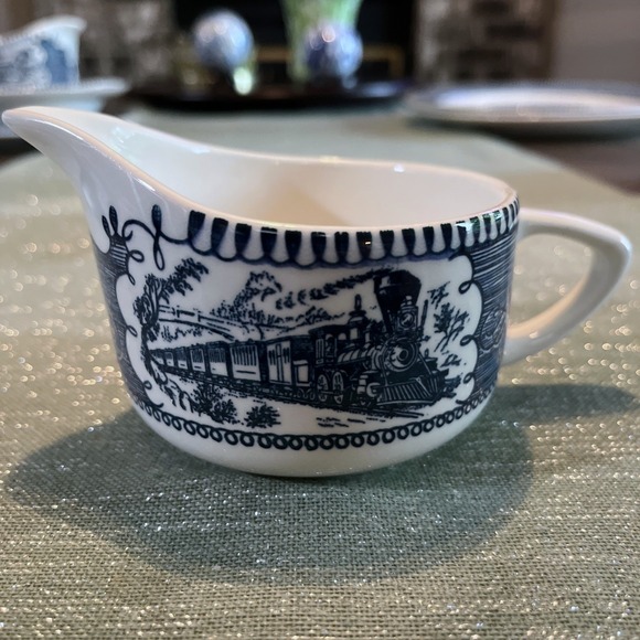 Royal China Other - Vintage Royal China Currier & Ives Creamer "Express Train" Blue & White Transfer